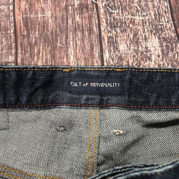 Cult of Individuality Men Rebel Cargo Zip Moto Straight Denim Jeans 38x34 (39X31 - Picture 16 of 16